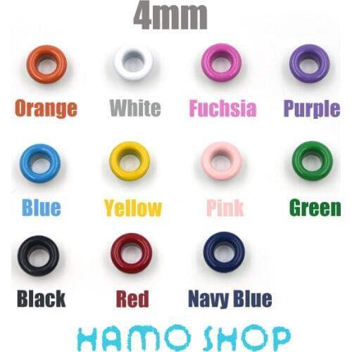Free Shipping 200pcs/lot Hole Size 4mm Metal Eyelets Buckle Metallic Scrapbook garment accessories Mixed Color LeatherCraft