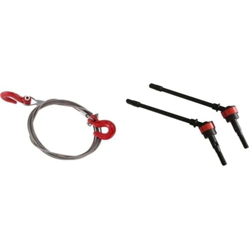 Tow Rope And Hooks For SCX10 Wraith Axial D90 With 1Pair Cvd Drive Shaft Front Axle For Axial Scx10 Crawler Rc Car