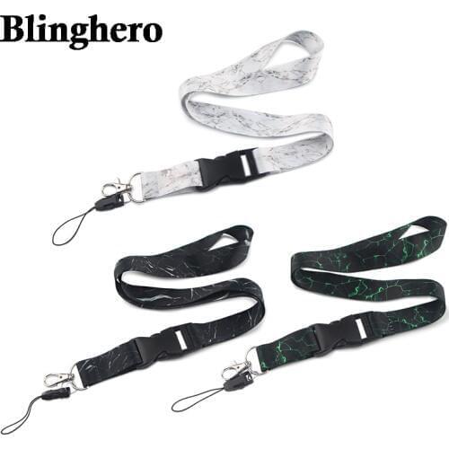 CA1187 Black White Marble Pattern Neck Strap Lanyard for key ID Card Badge Holder Phone Rope keychain Cameras Lanyards 1 pcs