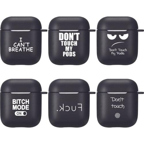 Case for Apple Airpods 1 2 Cases Slogan Simple Text Dont touch airpods Silicone Black Earphone Cover for Air pods Pro capa Bags