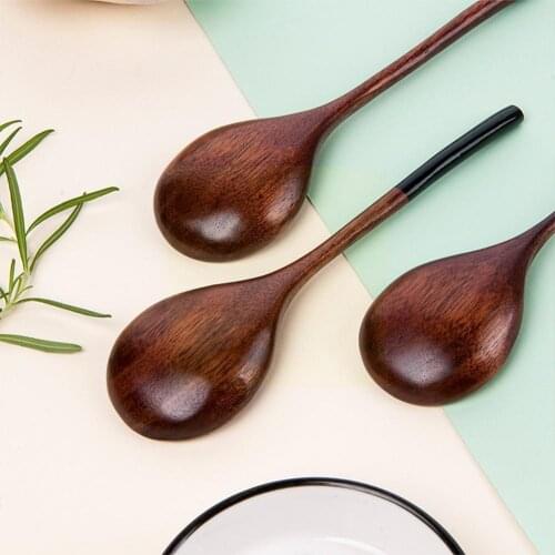 Wooden Spoons Japanese Style Soup Spoon Small Wood Wooden Spoon Kitchen Cream Set Dessert Spoon Ice Tableware T6T5