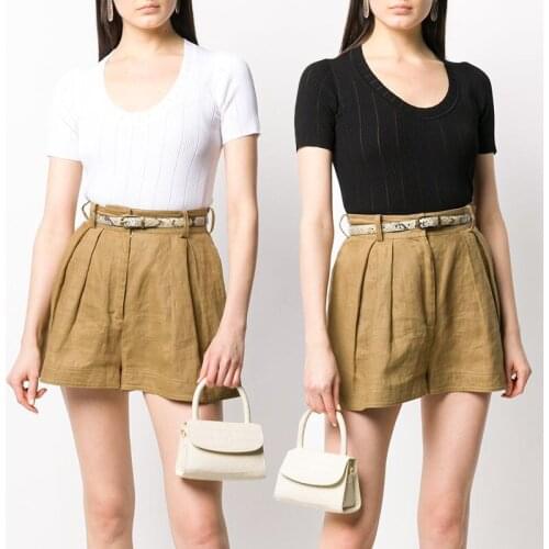 Patads French T-shirt short sleeve T-shirt spring summer tight round neck vertical stripe top women