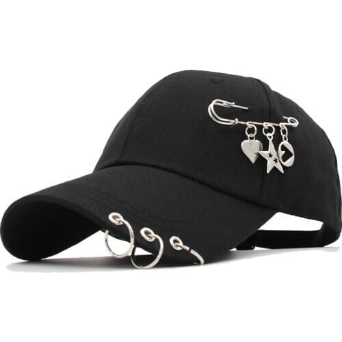 New Arrive Spring Summer Cotton Man Strange Clip Metallic Decoration Hip Hop Punk Street Dance Youth Woman Fashion Baseball Cap
