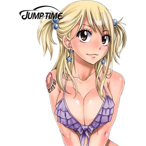JumpTime 13cm x 7.9cm Anime Fairy Tail Girls Cartoon Beauty Lucy Heartfilia Sports Rally Car Stickers Decal