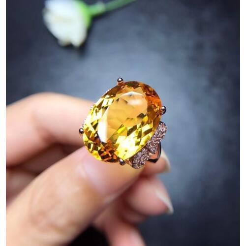 Natural citrine ring, 10 carat gems, authentic color, 925 silver, exquisite craftsmanship