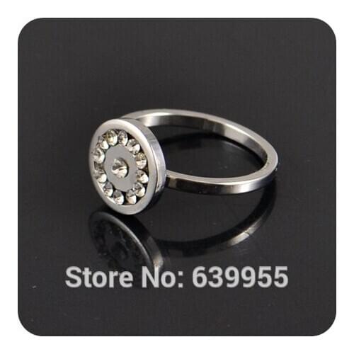 8x Round Crystal Rhinestone Stainless Steel Finger Ring Women Promise Engagement Wedding Band Rings Fashion Jewelry Wholesale