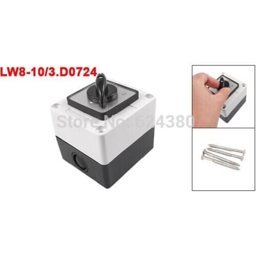 LW8-10/3.D0724 Universal Rotary Cam Combination Changeover Switch Station Box Three 3 Postion 12 Terminals White