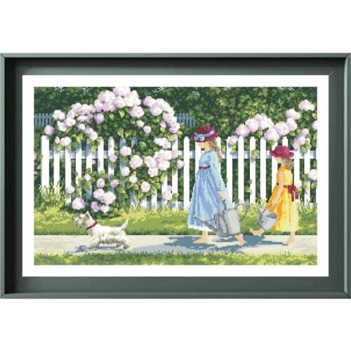 Water the flowers cross stitch kit garden 18ct 14ct 11ct unprint canvas cotton thread counted needlework thread embroidery set
