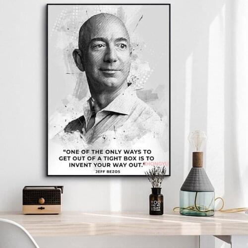 Jeff Bezos Poster Motivational Quotes Picture Canvas Wall Art Decor Paintings for Living Room Home Decoration frame
