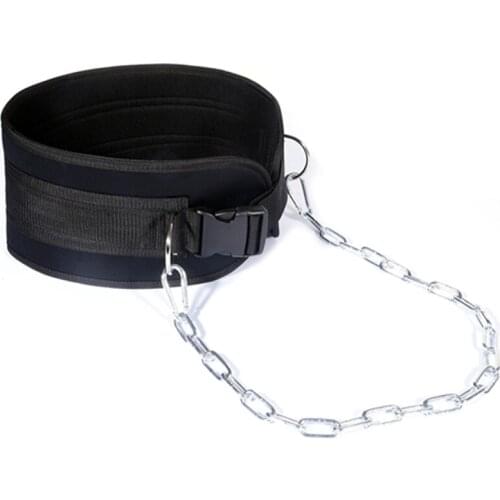 Weight Lifting Pull-up Waist Belt with Metal Chain Dip Gym Fitness Equipment Bodybuilding Musculation Exercise Workout Training