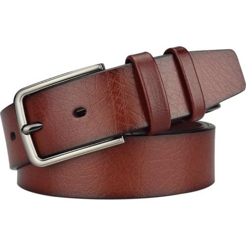 Dropshipping Fashion Men Belts Genuine Leather Luxury Designer Black Brown Vintage Waist Belt For Jeans Cinturon Cowboy