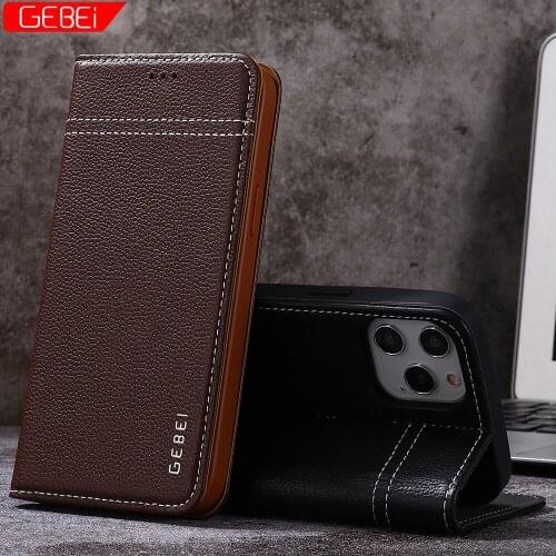 For Apple iPhone 12 Mini 11Pro X XS Max XR GEBEI Luxury PU Leather Wallet TPU Card Pocket Holder Flip Case Kickstand Cover Etuis