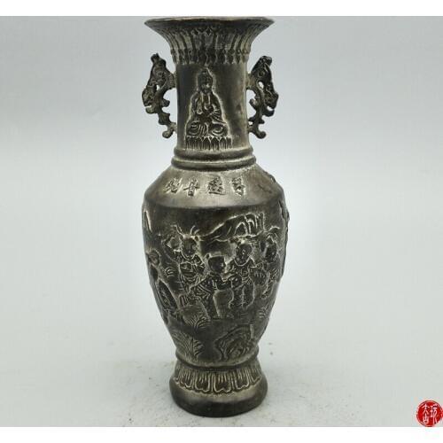 Antique old MingDynasty broze vase / bottle,Hand carved crafts, best Decoration Collection,Free shipping