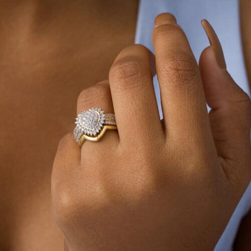 UILZ Eternal Handmade Crystal Zircon Rings for Women Rose Gold Heart Love Ring Anniversary Wedding Jewelry CRL10008