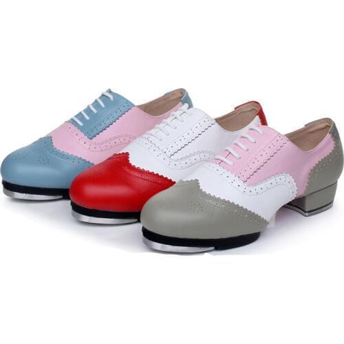 100% Genuine Leather Tap shoes High-end dance shoes High-impact aluminum plate Tap dance shoes For Women girl and Man Boy 3cm