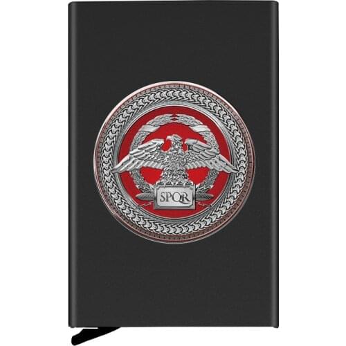 High Quality Roman Empire SPQR Credit Card Holder Men Slim Anti Protect Travel ID Cardholder Women Rfid Wallet Metal Case