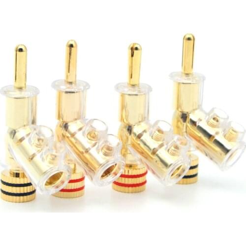 High-end Speaker Cable Plug Gold Plated Rhodium Plated Banana Plug HiFi Audio Line Connector - ( 4 Pcs )