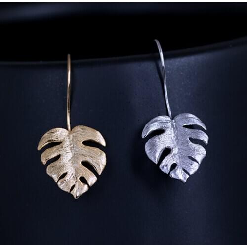 VLA Real 925 Silver Creative Design Exquisite Montera Earrings Womens Fashion Handmade Leaf Earrings Jewelry Accessories