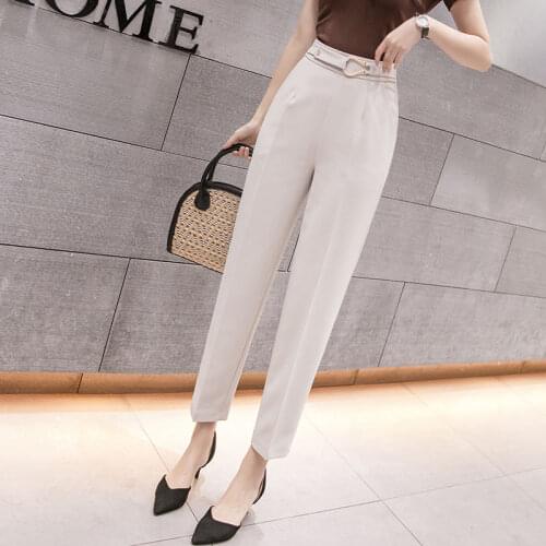 Women 2021 Spring Autumn Fashion High Waist Loose Pants Female Solid Color Straight Pants Ladies New Long Casual Trousers Q767