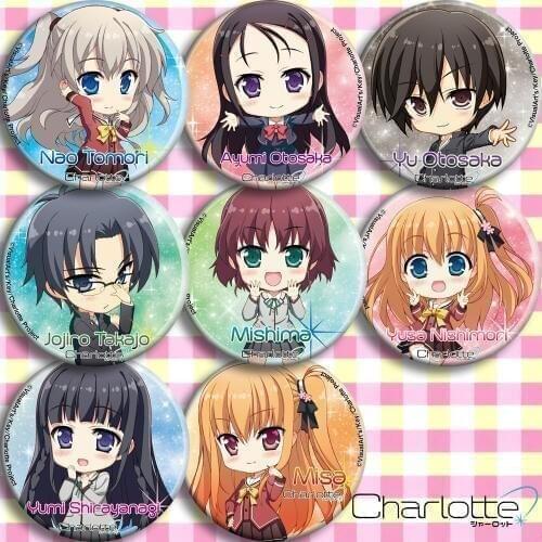 1pc Charlotte Tomori Nao Jojiro Takaj Yusa Nishimori badges Brooch Acrylic icons