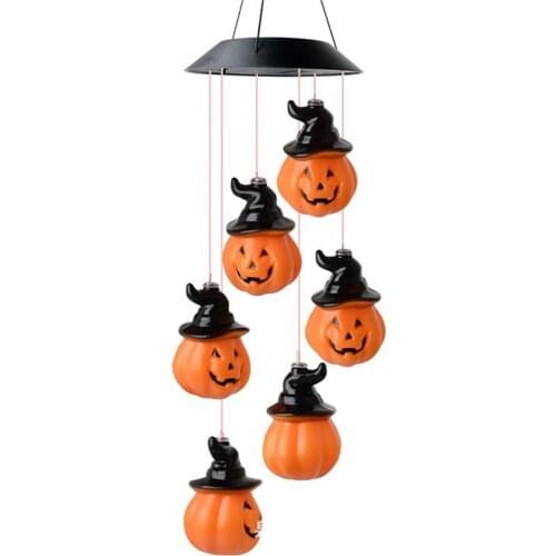 1 Piece Wind Chime Light For Halloween Pumpkin Decorating Windbell Lamp LED Wind Chime Light For Happy Halloween Party Events