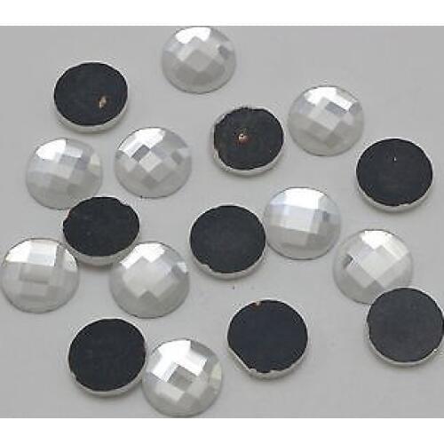 100 Clear Faceted Round Flatback Glass Crystal Rhinestone Gems 10mm No Hole