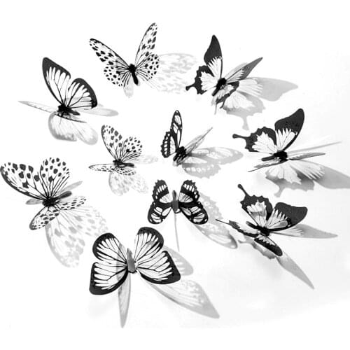 18pcs 3D Crystal Butterfly Wall Stickers Butterflies with Diamond Home Decor Accessories Kids Room Decoration Art Wall Sticker