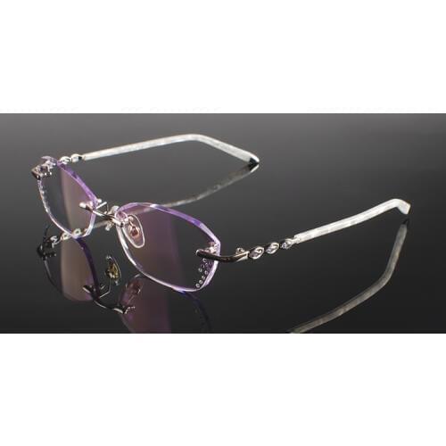 2019 Rushed Pure Titanium Eyeglasses Frame Diamond Cutting For Edges Fashion Lady Glass Eyewear Decorations Optical Glasses
