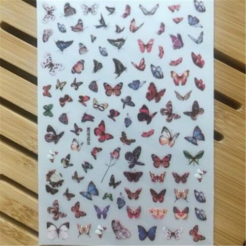 Japanese Style 3d DIY Butterfly Nail Stickers Back Glue Adhesive Dry Nail Decals Nail Art Paper Stickers for Nail Decoration