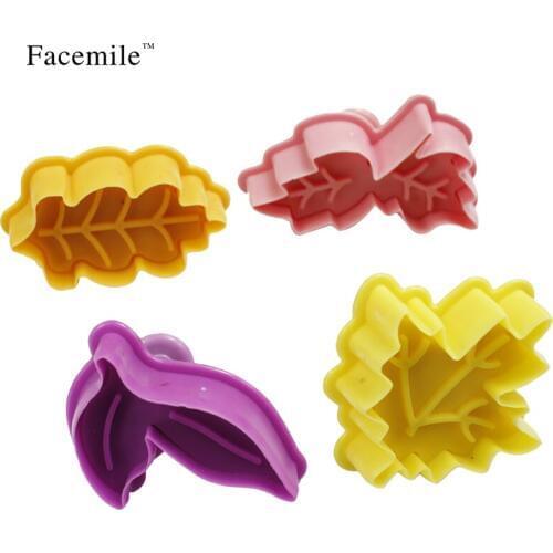 4Pcs/set Plunger Cookie Cutter Kit DIY Fall Maple Leaf Cake Mold Flower Plungers Fondant Pastry Craft Food Decor Cookie Mould