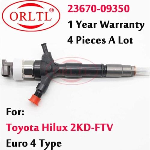 4PCS Toyota Hilux D4D Nozzle 23670-09350 Common Rail Injector 2367009350 Diesel Sprayer 295050-0520 For 2KD D-4D Injector