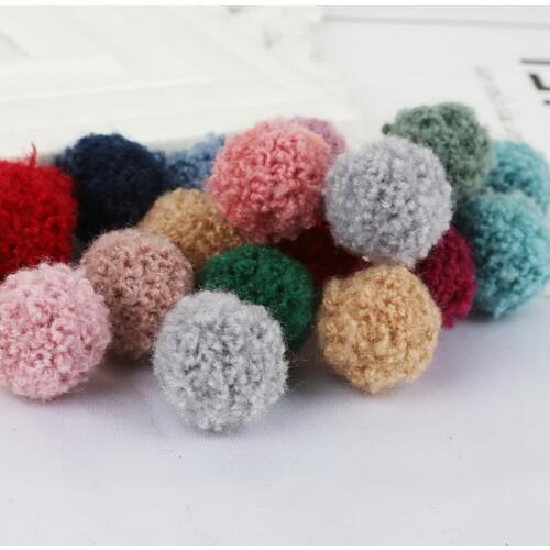 50pcs/lot 15mm Polyester Soft Pompoms Ball Fluffy Wool Beads for DIY Pom Poms Ball Supplies Earring Jewelry Making