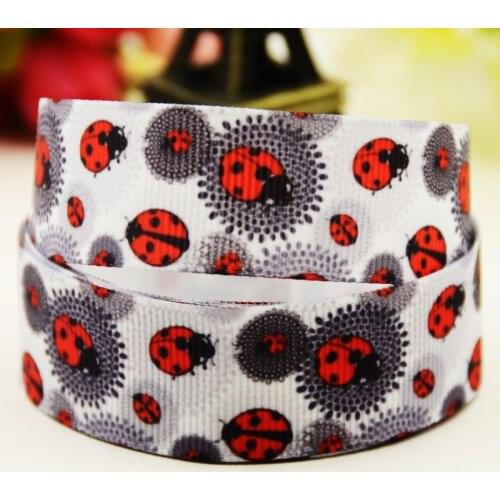 22mm 25mm 38mm 75mm ladybug Cartoon printed Grosgrain Ribbon party decoration 10 Yards X-02952