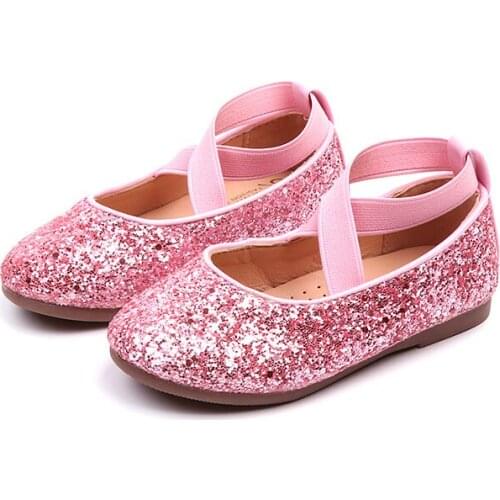 NEW Girls Ballet Flats Baby Dance Party Girls Shoes Glitter Children Shoes Gold Bling Princess Shoes