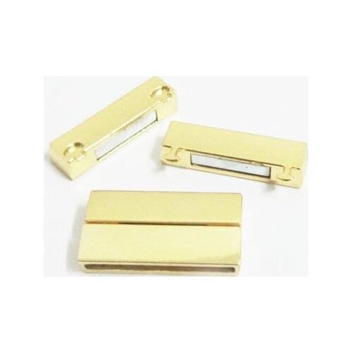 Free Ship 50pcs gold color Flat Magnetic Clasps hole size 35x4mm multi strand leather clasp Brazil Bracelet making