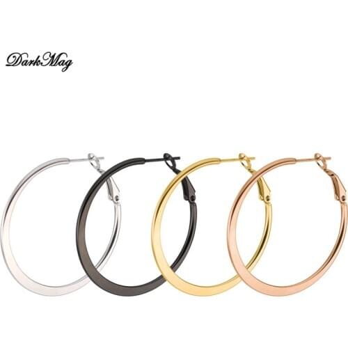 DarkMag Gold color Stainless Steel Earrings 2020 Women Small or Big Hoop Earrings Party Rock Gift, Tfour colors wholesale