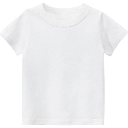 Kids Tops Baby Boys Cotton Short Sleeve T-shirt Tees Girls Children Casual Candy Color Clothes Baby Boys Girls Tees 1-9Y