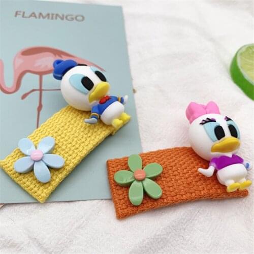 Disney 2PCS Cute hairpin children Korean resin Girl Hairpin Mickey Minnie head buckle BB hairpin Donald Duck hair accessories