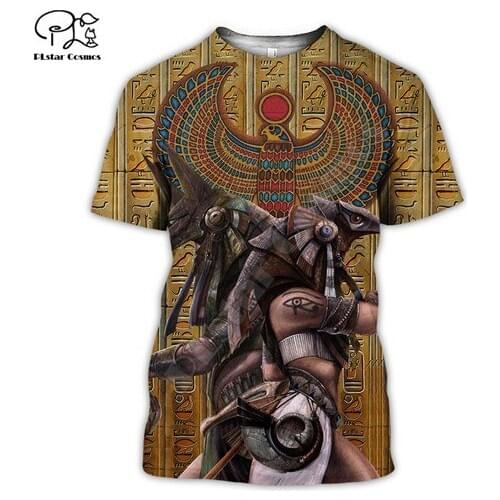 PLstar CosmosHorus Ancient Horus Egyptian God Eye of Egypt Pharaoh Anubis face 3dPrint T-shirt Men/Women Unisex Streetwear S-6