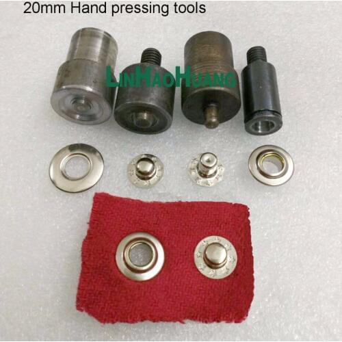 DIY Assembling tool & mould & Diesets for 4-part brass bubble snap buttons fastener 20mm hand press machine and electrical tools
