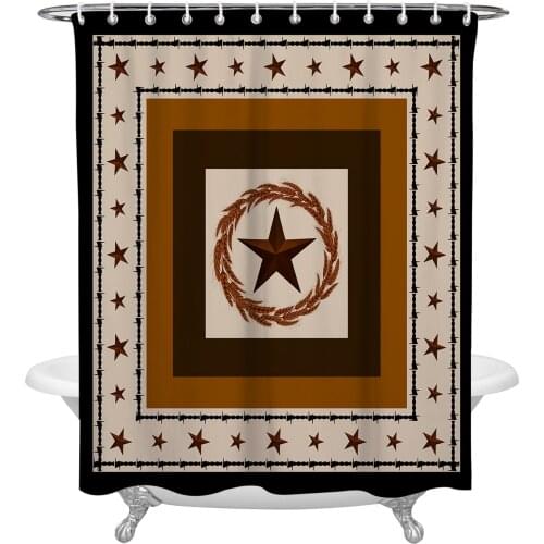 Brown Texas Western Star Waterproof Polyester Shower Curtain Bathroom Supplies Decor Curtain Fabric Shower Curtain