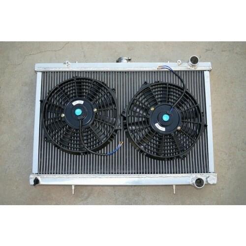 3 Rows 52MM Aluminum Radiator & 2*Fan For NISSAN SKYLINE S13 CA18 R32 RB20 Hot Selling