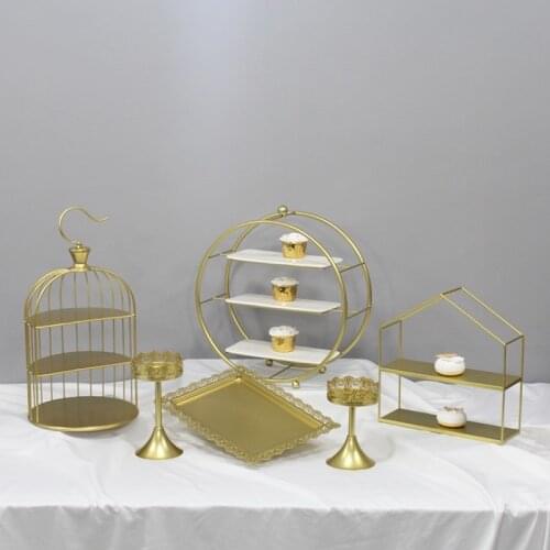 Wedding Metal Cake Stands Sets Gold Color Cupcakes Dessert Donuts Candy Biscuits Trays for Home Tableware Party Decor