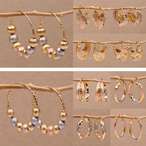 Fashion Trendy Statement Hoop Earrings for Women Gold Round Shape Eardrop Luxury Jewelry Accessories Wedding Anniversary Gift