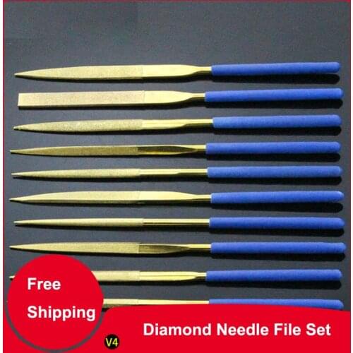 10Pcs Diamond Needle File Set Flat Plate Small Contusion Round Triangle File Assorted Carborundum File Craft Tool