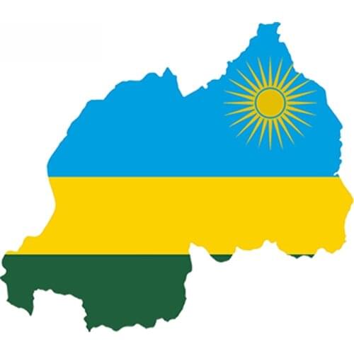 SZWL Rwanda Map Flag Car Sticker Silhouette Waterproof Accessories Decal PVC for Helmet Laptop Door Truck Windows,13cm*11cm