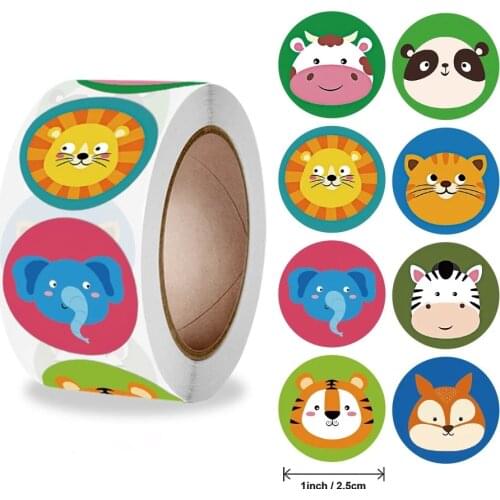 Stickers 500 pcs/roll Teacher rewards and encourages children toys cute animal stickers sealing stickers
