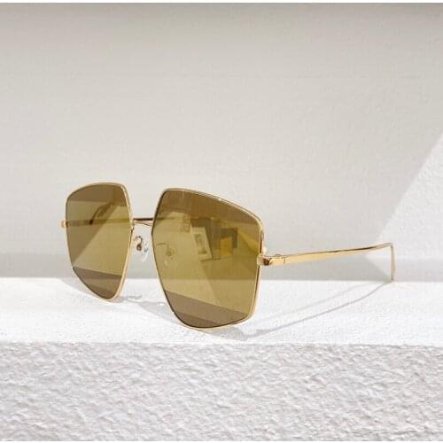 Weird metal frame gold mirror lens womens sunglasses oversize fashion style lady eyewear