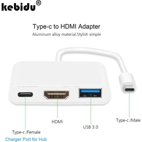 Type C to HDMI-compatible USB 3.1 Hub USB-C to USB 3.0/ HDMI-compatible/ Type C Female Charger Adapter for New Macbook