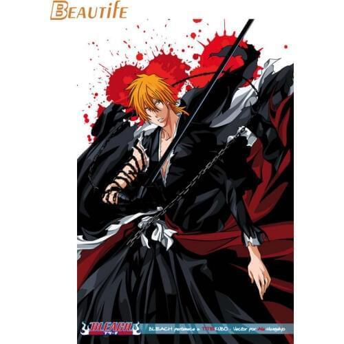 Kurosaki Ichigo Poster Cloth Silk Poster Home Decoration Wall Art Fabric Poster Print 30X45cm,40X60cm.50X75cm,60X90cm
